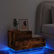 Nachtkastje met LED-verlichting 70x36x40,5 cm gerookt eiken