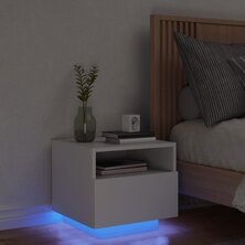 Nachtkastje met LED-verlichting 40x39x37 cm wit