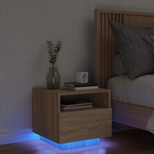 Nachtkastje met LED-verlichting 40x39x37 cm sonoma eikenkleurig