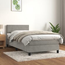 Boxspring met matras fluweel lichtgrijs 90x190 cm 8720287458197