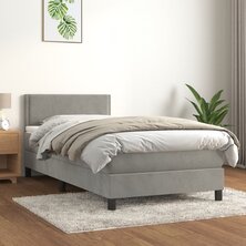 Boxspring met matras fluweel lichtgrijs 90x200 cm 8720287458852