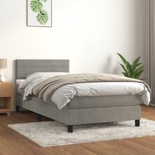 Boxspring met matras fluweel lichtgrijs 80x200 cm 8720287459934