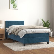 Boxspring met matras fluweel donkerblauw 80x200 cm 8720287459972