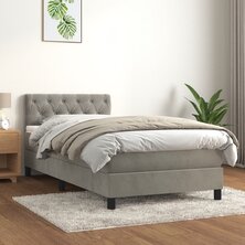 Boxspring met matras fluweel lichtgrijs 80x200 cm 8720845501136