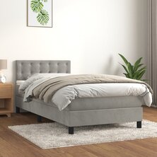 Boxspring met matras fluweel lichtgrijs 80x200 cm 8720845501730