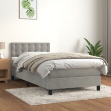 Boxspring met matras fluweel lichtgrijs 90x200 cm 8720845501853