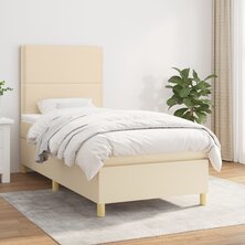 Boxspring met matras stof cr&egrave;mekleurig 80x200 cm 8720845508784