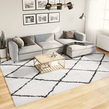 Vloerkleed PAMPLONA shaggy hoogpolig 240x340 cm cr&egrave;me en zwart 8721012229747