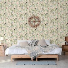 DUTCH WALLCOVERINGS Behang Flamingo cr&egrave;me- en mintkleurig 3294270374030