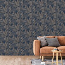 DUTCH WALLCOVERINGS Behang Joelle zilverkleurig en blauw 5411012468583