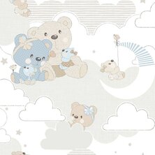 Noordwand Behang Mondo baby Hug Bears blauw en beige 8022560130371