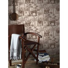 DUTCH WALLCOVERINGS Behang Elephant Grove houtskoolkleurig 5050192610728