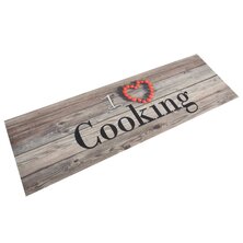 Keukenmat wasbaar cooking-print 60x180 cm fluweel grijs 8720845917685