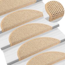 Trapmatten zelfklevend 15 st sisal-look 56x17x3 cm lichtbeige 8720286329627