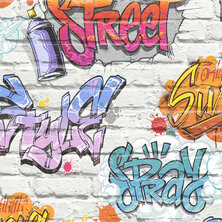 DUTCH WALLCOVERINGS Behang graffiti meerkleurig L179-05 3294270179055
