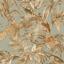 DUTCH WALLCOVERINGS Behang Bird-of-Paradise groenblauw 8809660031735