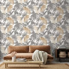 DUTCH WALLCOVERINGS Behang Wild Palms grijs en beige 5411012453374