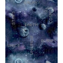 Good Vibes Behang Galaxy Planets and Text zwart en paars 5415058063511