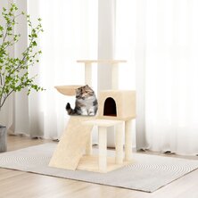 Kattenmeubel met sisal krabpalen 82 cm cr&egrave;mekleurig