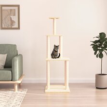 Kattenmeubel met sisal krabpalen 149 cm cr&egrave;mekleurig