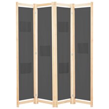 Kamerscherm met 4 panelen 160x170x4 cm stof grijs