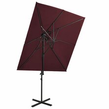 Zweefparasol met dubbel dak 250x250 cm bordeauxrood