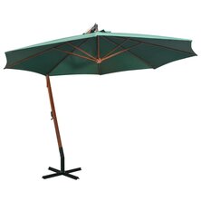 Zweefparasol 350 cm houten paal groen