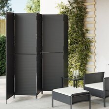 Kamerscherm 5 panelen poly rattan zwart