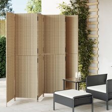 Kamerscherm 6 panelen poly rattan beige