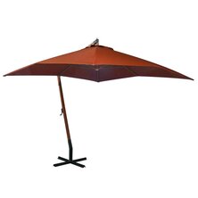 Zweefparasol met paal 3x3 m massief vurenhout terracotta