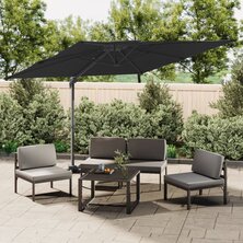 Zweefparasol met dubbele bovenkant 400x300 cm zwart