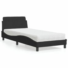 Bed met matras fluweel zwart 80x200 cm