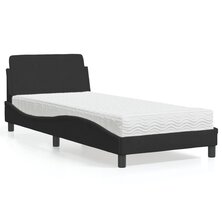 Bed met matras fluweel zwart 90x190 cm