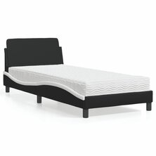 Bed met matras kunstleer zwart en wit 90x190 cm