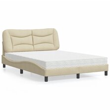 Bed met matras stof cr&egrave;mekleurig 140x190 cm