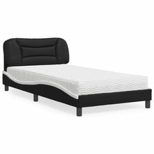 Bed met matras kunstleer zwart en wit 100x200 cm