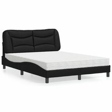 Bed met matras kunstleer zwart 140x190 cm