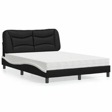 Bed met matras kunstleer zwart en wit 140x190 cm