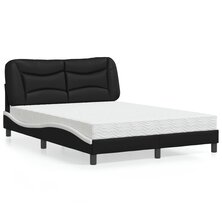 Bed met matras kunstleer zwart en wit 140x200 cm