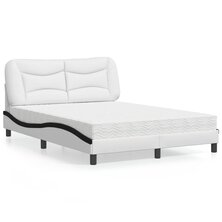 Bed met matras kunstleer wit en zwart 140x200 cm