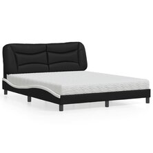 Bed met matras kunstleer zwart en wit 160x200 cm