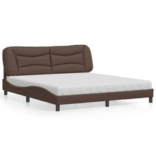 Bed met matras kunstleer bruin 180x200 cm