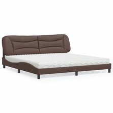 Bed met matras kunstleer bruin 200x200 cm