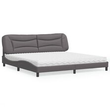 Bed met matras kunstleer grijs 200x200 cm