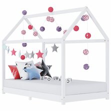 Kinderbedframe massief grenenhout wit 90x200 cm