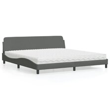 Bed met matras stof donkergrijs 200x200 cm