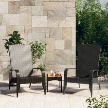 Tuinstoel Adirondack poly rattan zwart