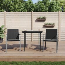 Tuinstoelen 2 st met kussens 56x59x84 cm poly rattan zwart