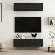 Tv-meubelen 4 st 60x30x30 cm bewerkt hout zwart