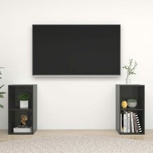 Tv-meubelen 2 st 72x35x36,5 cm bewerkt houthoogglans grijs